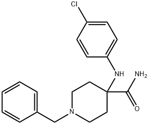 1-BENZYL-4-(4-CHLOROPHENYLAMINO)PIPERIDINE-4-CARBOXAMIDE 结构式