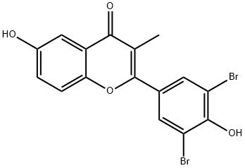 4H-1-Benzopyran-4-one, 2-(3,5-dibromo-4-hydroxyphenyl)-6-hydroxy-3-met hyl- 结构式