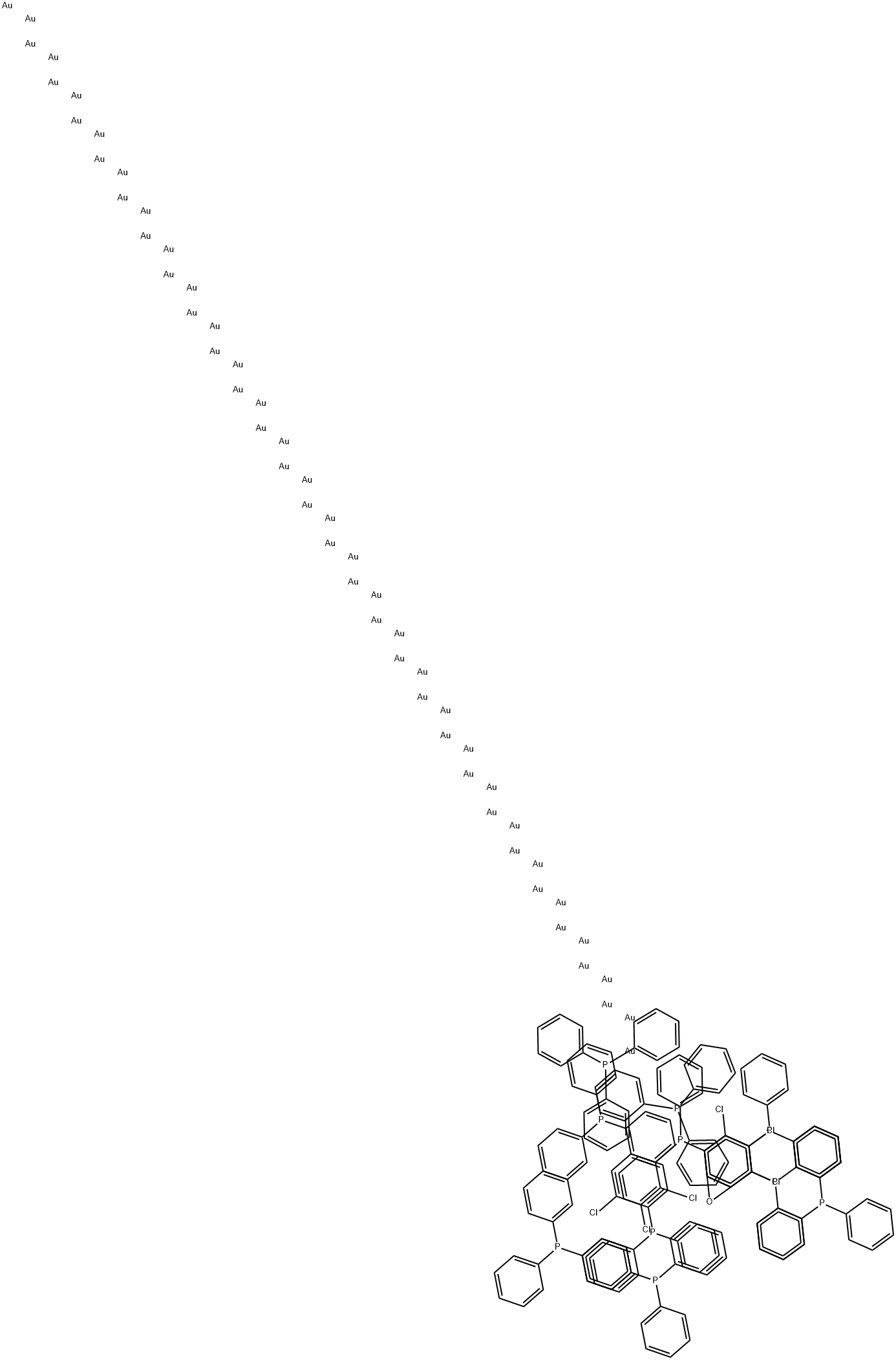 六氯十二(三苯基膦) 金55 结构式