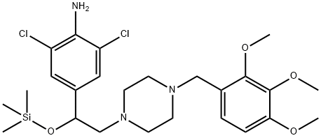 2,6-dichloro-4-(2-(4-((2,3,4-trimethoxyphenyl)methyl)-1-piperazinyl)-1-((trimethylsilyl)oxy)ethyl)benzeneamine 结构式