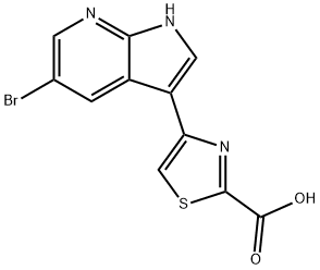 2-Thiazolecarboxylic acid, 4-(5-broMo-1H-pyrrolo[2,3-b]pyridin-3-yl)- 结构式