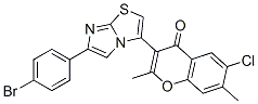 3-[3-(4-bromophenyl)-6-thia-1,4-diazabicyclo[3.3.0]octa-2,4,7-trien-8- yl]-6-chloro-2,7-dimethyl-chromen-4-one 结构式