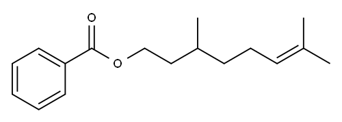 3,7-二甲基-6-辛烯-1-醇苯甲酸酯 结构式