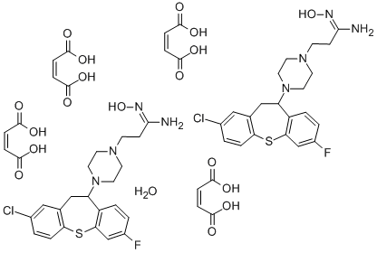 1-Piperazinepropanimidamide, 4-(2-chloro-10,11-dihydro-7-fluorodibenzo (b,f)thiepin-10-yl)-N-hydroxy-, (Z)-2-butenedioate, hydrate (2:4:1) 结构式