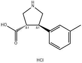 (3S,4R)-4-间甲苯基吡咯烷-3-羧酸 结构式