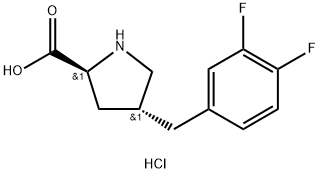 反-4-(3,4-二氟苄基)-L-脯氨酸盐酸盐 结构式