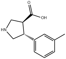 (3R,4S)-4-(间甲苯基)吡咯烷-3-羧酸盐酸盐 结构式