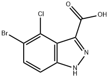 1H-Indazole-3-carboxylicacid,5-broMo-4-chloro- 结构式