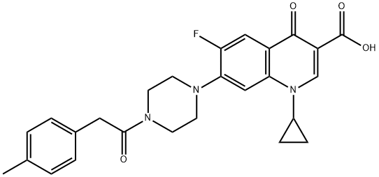 3-Quinolinecarboxylic acid, 1-cyclopropyl-6-fluoro-1,4-dihydro-7-[4-[2-(4-Methylphenyl)acetyl]-1-piperazinyl]-4-oxo- 结构式