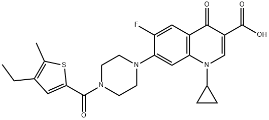 1-环丙基-7-[4-[(4-乙基-5-甲基-2-噻吩基)羰基]-1-哌嗪基]-6-氟-1,4-二氢-4-氧代-3-喹啉甲酸 结构式