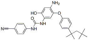 p-[3-[4-Amino-2-hydroxy-5-[p-(1,1,3,3-tetramethylbutyl)phenoxy]phenyl]ureido]benzonitrile 结构式