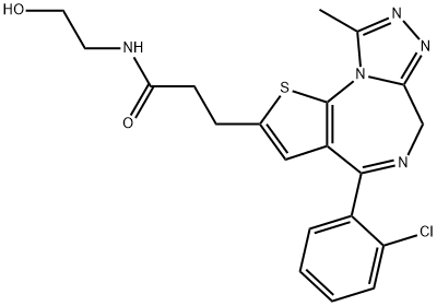 6H-Thieno(3,2-f)(1,2,4)triazolo(4,3-a)(1,4)diazepine-2-propanamide, 4- (2-chlorophenyl)-N-(2-hydroxyethyl)-9-methyl- 结构式