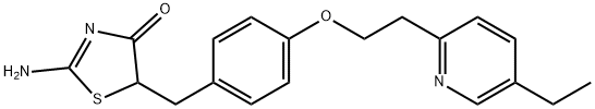 5-{4-[2-(5-乙基-2-吡啶基)-乙氧基]-苄基}-2-亚氨基-4-噻唑烷酮 结构式