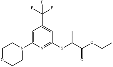 2-(6-Morpholin-4-yl-4-trifluoromethyl-pyridin-2-ylsulfanyl)-propionic acid ethyl ester 结构式