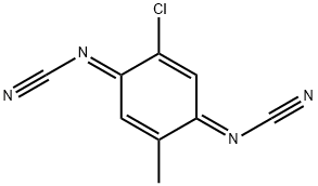 [(1E,4E)-2-Chloro-5-methyl-2,5-cyclohexadiene-1,4-diylidene]biscyanamide 结构式