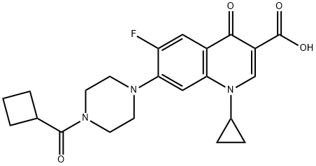 3-Quinolinecarboxylic acid, 7-[4-(cyclobutylcarbonyl)-1-piperazinyl]-1-cyclopropyl-6-fluoro-1,4-dihydro-4-oxo- 结构式