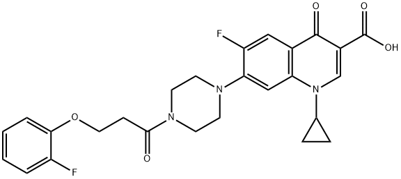 3-Quinolinecarboxylic acid, 1-cyclopropyl-6-fluoro-7-[4-[3-(2-fluorophenoxy)-1-oxopropyl]-1-piperazinyl]-1,4-dihydro-4-oxo- 结构式