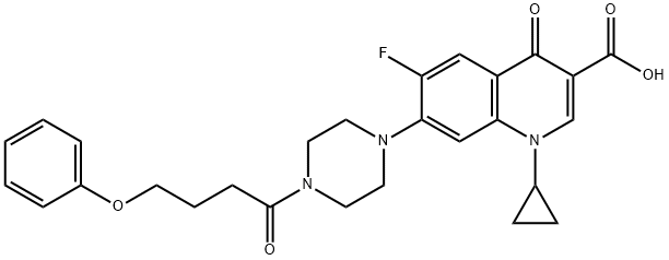 1-环丙基-6-氟-1,4-二氢-4-氧代-7-[4-(1-氧代-4-苯氧基丁基)-1-哌嗪基]-3-喹啉甲酸 结构式