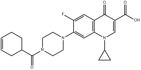 3-Quinolinecarboxylic acid, 7-[4-(3-cyclohexen-1-ylcarbonyl)-1-piperazinyl]-1-cyclopropyl-6-fluoro-1,4-dihydro-4-oxo- 结构式