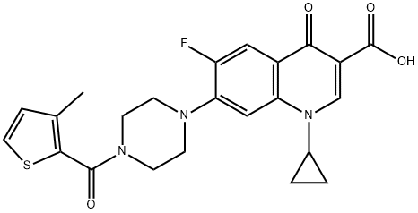 3-Quinolinecarboxylic acid, 1-cyclopropyl-6-fluoro-1,4-dihydro-7-[4-[(3-Methyl-2-thienyl)carbonyl]-1-piperazinyl]-4-oxo- 结构式