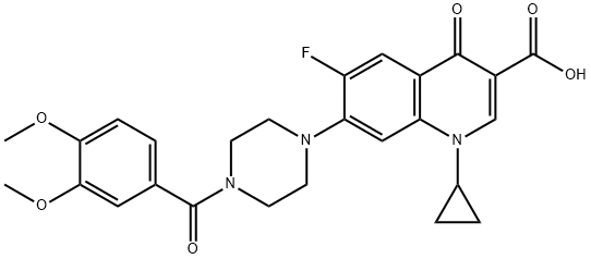 1-环丙基-7-[4-(3,4-二甲氧基苯甲酰基)-1-哌嗪基]-6-氟-1,4-二氢-4-氧代-3-喹啉甲酸 结构式