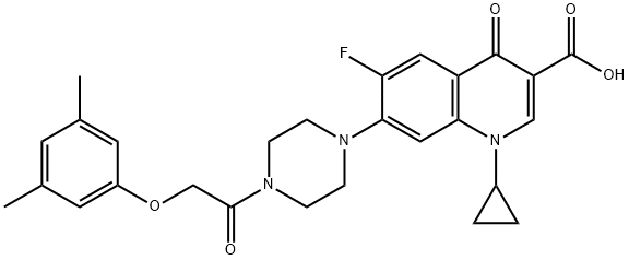 1-环丙基-7-[4-[2-(3,5-二甲基苯氧基)乙酰基]-1-哌嗪基]-6-氟-1,4-二氢-4-氧代-3-喹啉甲酸 结构式
