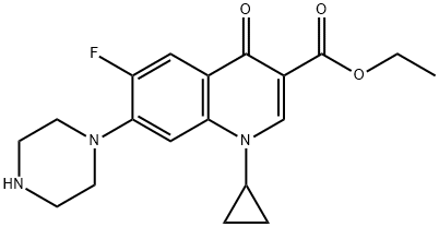 1-环丙基-6-氟-4-氧代-7-哌嗪基-1,4-二氢-喹啉-3-羧酸乙酯 结构式