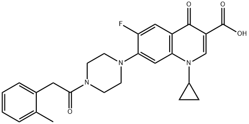 3-Quinolinecarboxylic acid, 1-cyclopropyl-6-fluoro-1,4-dihydro-7-[4-[2-(2-Methylphenyl)acetyl]-1-piperazinyl]-4-oxo- 结构式