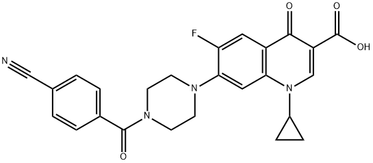 3-Quinolinecarboxylic acid, 7-[4-(4-cyanobenzoyl)-1-piperazinyl]-1-cyclopropyl-6-fluoro-1,4-dihydro-4-oxo- 结构式