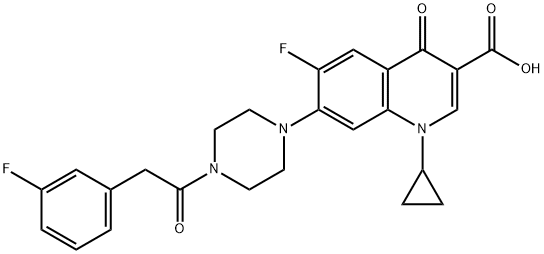 1-环丙基-6-氟-7-[4-[2-(3-氟苯基)乙酰基]-1-哌嗪基]-1,4-二氢-4-氧代-3-喹啉甲酸 结构式