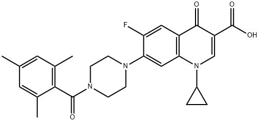 3-Quinolinecarboxylic acid, 1-cyclopropyl-6-fluoro-1,4-dihydro-4-oxo-7-[4-(2,4,6-triMethylbenzoyl)-1-piperazinyl]- 结构式