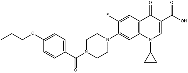 1-环丙基-6-氟-1,4-二氢-4-氧代-7-[4-(4-丙氧基苯甲酰基)-1-哌嗪基]-3-喹啉甲酸 结构式