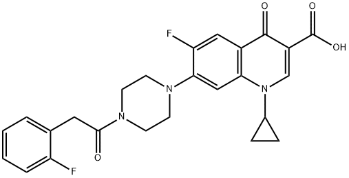 1-环丙基-6-氟-7-[4-[2-(2-氟苯基)乙酰基]-1-哌嗪基]-1,4-二氢-4-氧代-3-喹啉甲酸 结构式