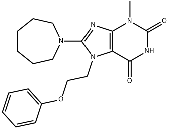 8-(Hexahydro-1H-azepin-1-yl)-3,7-dihydro-3-methyl-7-(2-phenoxyethyl)-1 H-purine-2,6-dione 结构式