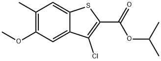 Benzo[b]thiophene-2-carboxylic acid, 3-chloro-5-Methoxy-6-Methyl-, 1-Methylethyl ester 结构式