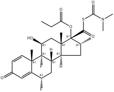 17Β-(N,N-(二甲基氨基甲酰基硫代)羰基)-6Α,9Α-二氟-11Β-羟基-16Α-甲基-17Α-(丙酰氧基)-3-氧代雄甾-1,4-二烯 结构式