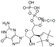 3'-(2,2,5,5-tetramethyl-3-pyrroline-1-oxyl-3-carbonyl)amino-3'-deoxyguanosine 5'-diphosphate 结构式