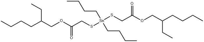2-乙基己基-4,4-二丁基-10-乙基-7-氧代-8-氧杂-3,5-二噻-4-十四烷酸锡 结构式