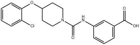 3-(4-(2-氯苯氧基)哌啶-1-甲酰氨基)苯甲酸 结构式