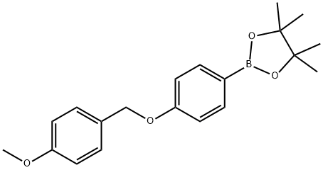 2-{4-[(4-Methoxyphenyl)methoxy]phenyl}-4,4,5,5-tetramethyl-1,3,2-dioxaborolane 结构式