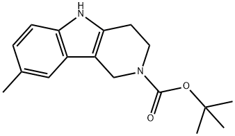 8-甲基-1,3,4,5-四氢-2H-吡啶并[4,3-B]吲哚-2-甲酸叔丁酯 结构式