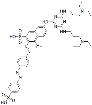 7-[4,6-Bis[3-(diethylamino)propylamino]-1,3,5-triazin-2-ylamino]-4-hydroxy-3-[4-(4-sulfophenylazo)phenylazo]-2-naphthalenesulfonic acid 结构式