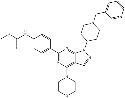 N-[4-[4-(4-吗啉基)-1-[1-(3-吡啶甲基)-4-哌啶基]-1H-吡唑并[3,4-D]嘧啶-6-基]苯基]氨基甲酸甲酯 结构式