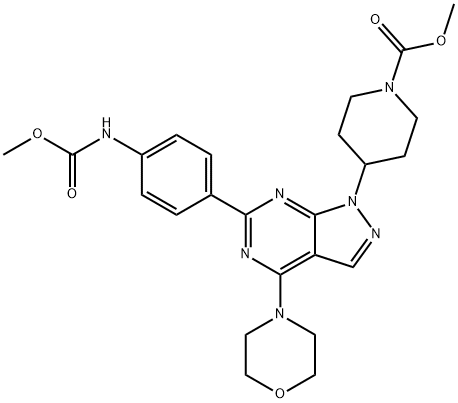 4-[6-[4-[(甲氧羰基)氨基]苯基]-4-(4-吗啉基)-1H-吡唑并[3,4-D]嘧啶-1-基]-1-哌啶羧酸甲酯 结构式