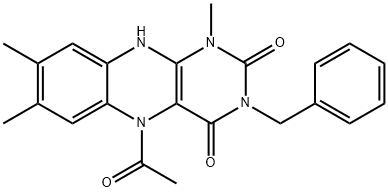 Alloxazine,  5-acetyl-3-benzyl-5,10-dihydro-1,7,8-trimethyl-  (7CI) 结构式