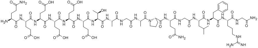 GLU-GLU-GLU-GLU-GLU-MET-ALA-VAL-VAL-PRO-GLN-GLY-LEU-PHE-ARG-GLY-NH2: EEEEEMAVVPQGLFRG-NH2 结构式