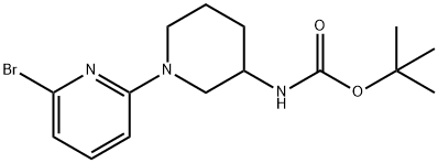 N-[1-(6-溴-2-吡啶基)-3-哌啶基]氨基甲酸叔丁酯 结构式