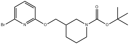 3-[[(6-溴-2-吡啶基)氧基]甲基]-1-哌啶甲酸叔丁酯 结构式