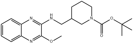 3-[[(3-甲氧基-2-喹喔啉基)氨基]甲基]-1-哌啶甲酸叔丁酯 结构式