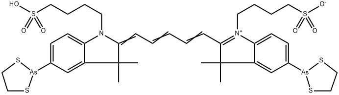 5-(1,3,2-二硫杂砷戊环-2-基)-2-[(1E,3E,5E)-5-[5-(1,3,2-二硫杂砷戊环-2-基)-1,3-二氢-3,3-二甲基-1-(4-磺基丁基)-2H-吲哚-2-亚基]-1,3-戊二烯-1-基]-3,3-二甲基-1-(4-磺基丁基)-3H-吲哚内盐 结构式